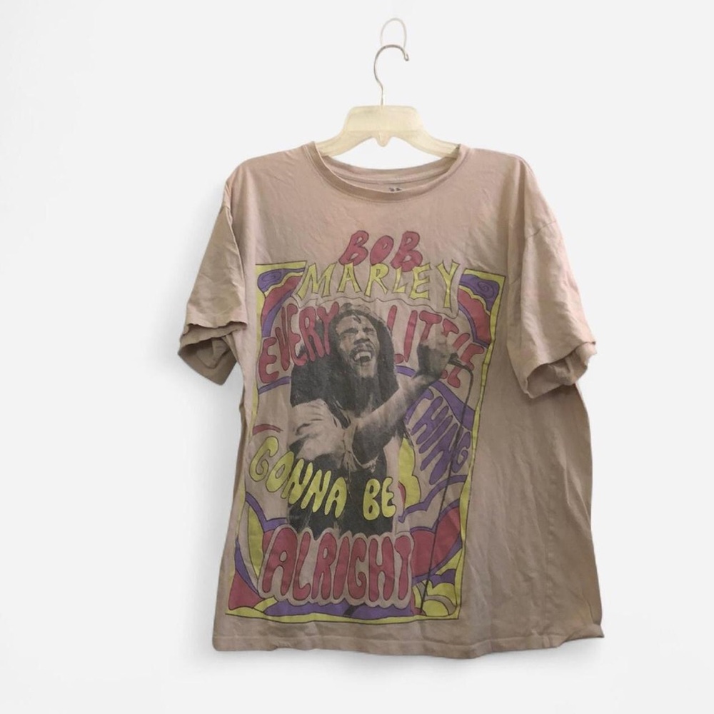 Bob Marley graphic tee tshirt top blouse short sleeve cream colorful #reggae